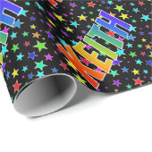 Regenboogvoornaam "KEITH" + sterren Cadeaupapier (Rol Hoek)