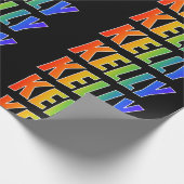 Regenboogvoornaam "KELLY"; Fun en kleurrijk Cadeaupapier (Hoek)