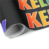 Regenboogvoornaam "KELLY"; Fun en kleurrijk Cadeaupapier (Rol Hoek)