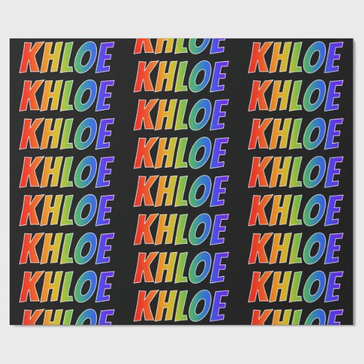 Regenboogvoornaam "KHLOE"; vun en kleurrijk Cadeaupapier (Vlak)