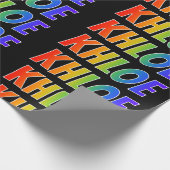 Regenboogvoornaam "KHLOE"; vun en kleurrijk Cadeaupapier (Hoek)