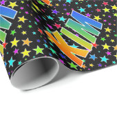 Regenboogvoornaam "KIM" + sterren Cadeaupapier (Rol Hoek)