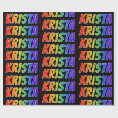 Regenboogvoornaam "KRISTA"; Fun en kleurrijk Cadeaupapier (Vlak)
