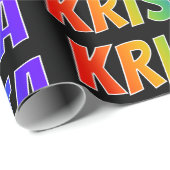 Regenboogvoornaam "KRISTA"; Fun en kleurrijk Cadeaupapier (Rol Hoek)