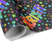 Regenboogvoornaam "KRISTI" + sterren Cadeaupapier (Rol Hoek)