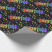 Regenboogvoornaam "KRISTINA" + sterren Cadeaupapier (Hoek)