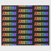 Regenboogvoornaam "KRISTINA"; vun en kleurrijk Cadeaupapier (Vlak)