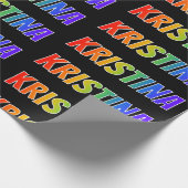 Regenboogvoornaam "KRISTINA"; vun en kleurrijk Cadeaupapier (Hoek)