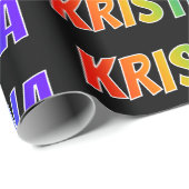 Regenboogvoornaam "KRISTINA"; vun en kleurrijk Cadeaupapier (Rol Hoek)