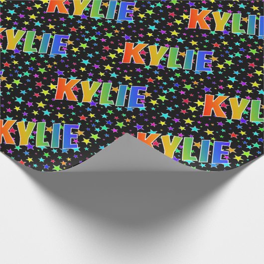 Regenboogvoornaam "KYLIE" + sterren Cadeaupapier (Hoek)