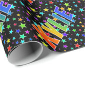 Regenboogvoornaam "KYLIE" + sterren Cadeaupapier (Rol Hoek)