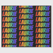 Regenboogvoornaam "LAURIE"; vun en kleurrijk Cadeaupapier (Vlak)