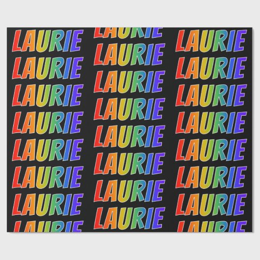 Regenboogvoornaam "LAURIE"; vun en kleurrijk Cadeaupapier (Vlak)