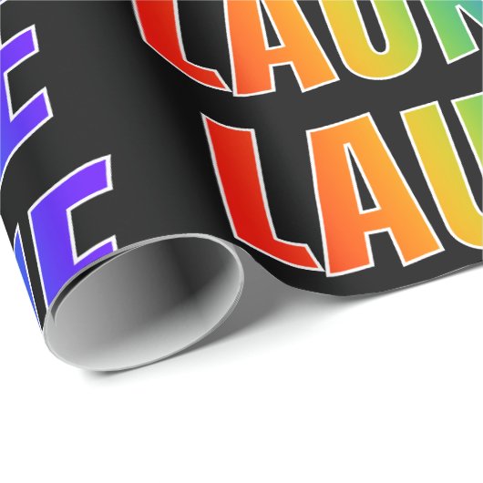 Regenboogvoornaam "LAURIE"; vun en kleurrijk Cadeaupapier (Rol Hoek)