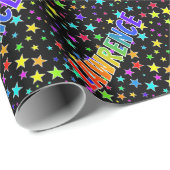 Regenboogvoornaam "LAWRENCE" + sterren Cadeaupapier (Rol Hoek)