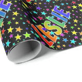 Regenboogvoornaam "LESLIE" + sterren Cadeaupapier (Rol Hoek)