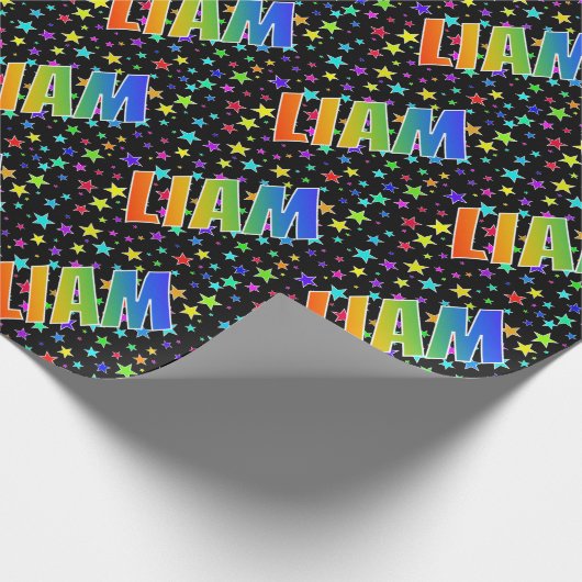 Regenboogvoornaam "LIAM" + sterren Cadeaupapier (Hoek)