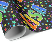 Regenboogvoornaam "LISA" + sterren Cadeaupapier (Rol Hoek)