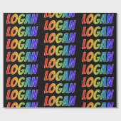 Regenboogvoornaam "LOGAN"; Fun en kleurrijk Cadeaupapier (Vlak)