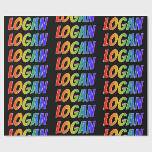 Regenboogvoornaam "LOGAN"; Fun en kleurrijk Cadeaupapier