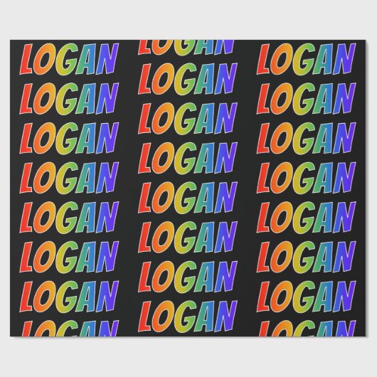 Regenboogvoornaam "LOGAN"; Fun en kleurrijk Cadeaupapier (Vlak)