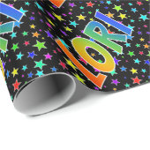 Regenboogvoornaam "LORI" + sterren Cadeaupapier (Rol Hoek)