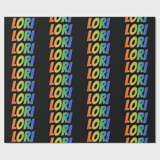 Regenboogvoornaam "LORI"; vun en kleurrijk Cadeaupapier (Vlak)