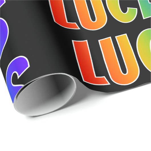 Regenboogvoornaam "LUCAS"; vun en kleurrijk Cadeaupapier (Rol Hoek)