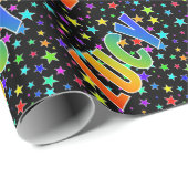 Regenboogvoornaam "LUCY" + sterren Cadeaupapier (Rol Hoek)