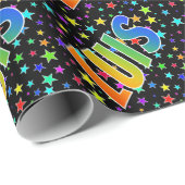 Regenboogvoornaam "LUIS" + sterren Cadeaupapier (Rol Hoek)