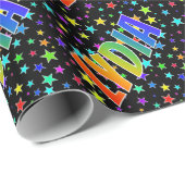 Regenboogvoornaam "LYDIA" + sterren Cadeaupapier (Rol Hoek)