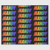 Regenboogvoornaam "MANDY"; Fun en kleurrijk Cadeaupapier (Vlak)