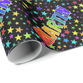 Regenboogvoornaam "MARTIN" + sterren Cadeaupapier (Rol Hoek)