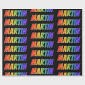 Regenboogvoornaam "MARTIN"; vun en kleurrijk Cadeaupapier (Vlak)