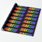 Regenboogvoornaam "MARTIN"; vun en kleurrijk Cadeaupapier (Uitgerold)