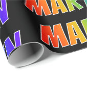 Regenboogvoornaam "MARTIN"; vun en kleurrijk Cadeaupapier (Rol Hoek)