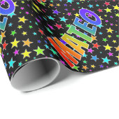 Regenboogvoornaam "MATEO" + sterren Cadeaupapier (Rol Hoek)