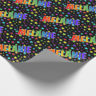 Regenboogvoornaam "MELANIE" + sterren Cadeaupapier