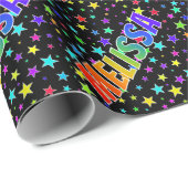 Regenboogvoornaam "MELISSA" + sterren Cadeaupapier (Rol Hoek)