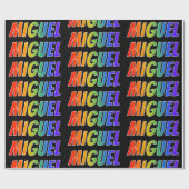 Regenboogvoornaam "MIGUEL"; Fun en kleurrijk Cadeaupapier (Vlak)