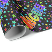 Regenboogvoornaam "MIGUEL" + sterren Cadeaupapier (Rol Hoek)