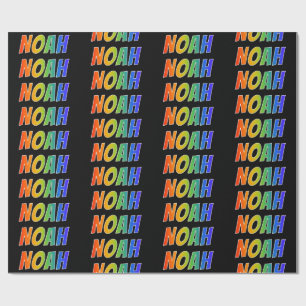 Regenboogvoornaam "NOAH"; Fun en kleurrijk Cadeaupapier