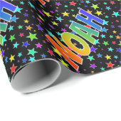 Regenboogvoornaam "NOAH" + sterren Cadeaupapier (Rol Hoek)