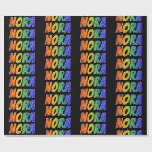 Regenboogvoornaam "NORA"; vun en kleurrijk Cadeaupapier (Vlak)