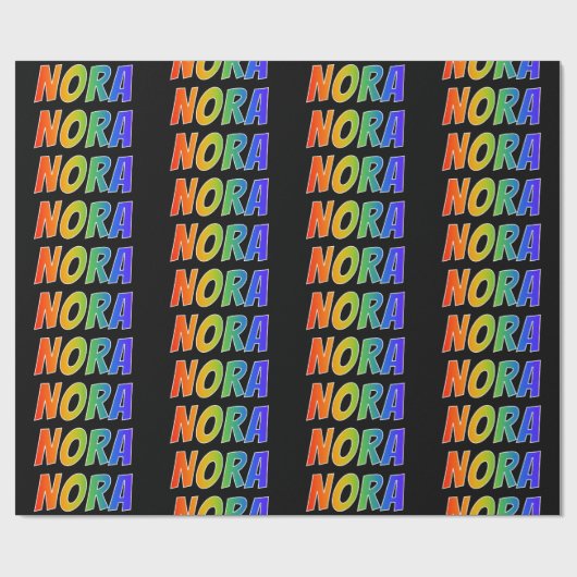 Regenboogvoornaam "NORA"; vun en kleurrijk Cadeaupapier (Vlak)