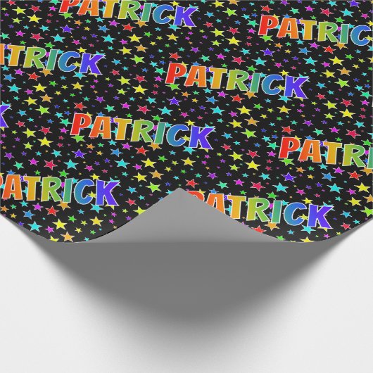 Regenboogvoornaam "PATRICK" + sterren Cadeaupapier (Hoek)