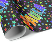 Regenboogvoornaam "PAULA" + sterren Cadeaupapier (Rol Hoek)