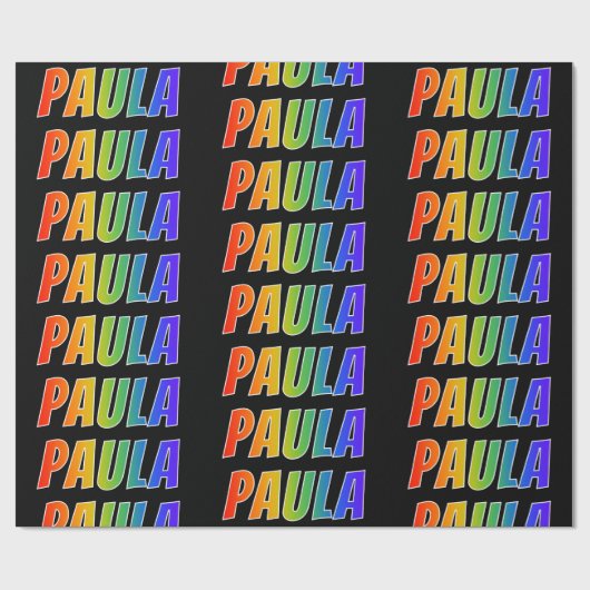 Regenboogvoornaam "PAULA"; vun en kleurrijk Cadeaupapier (Vlak)