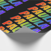 Regenboogvoornaam "PAULA"; vun en kleurrijk Cadeaupapier (Hoek)