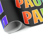 Regenboogvoornaam "PAULA"; vun en kleurrijk Cadeaupapier (Rol Hoek)